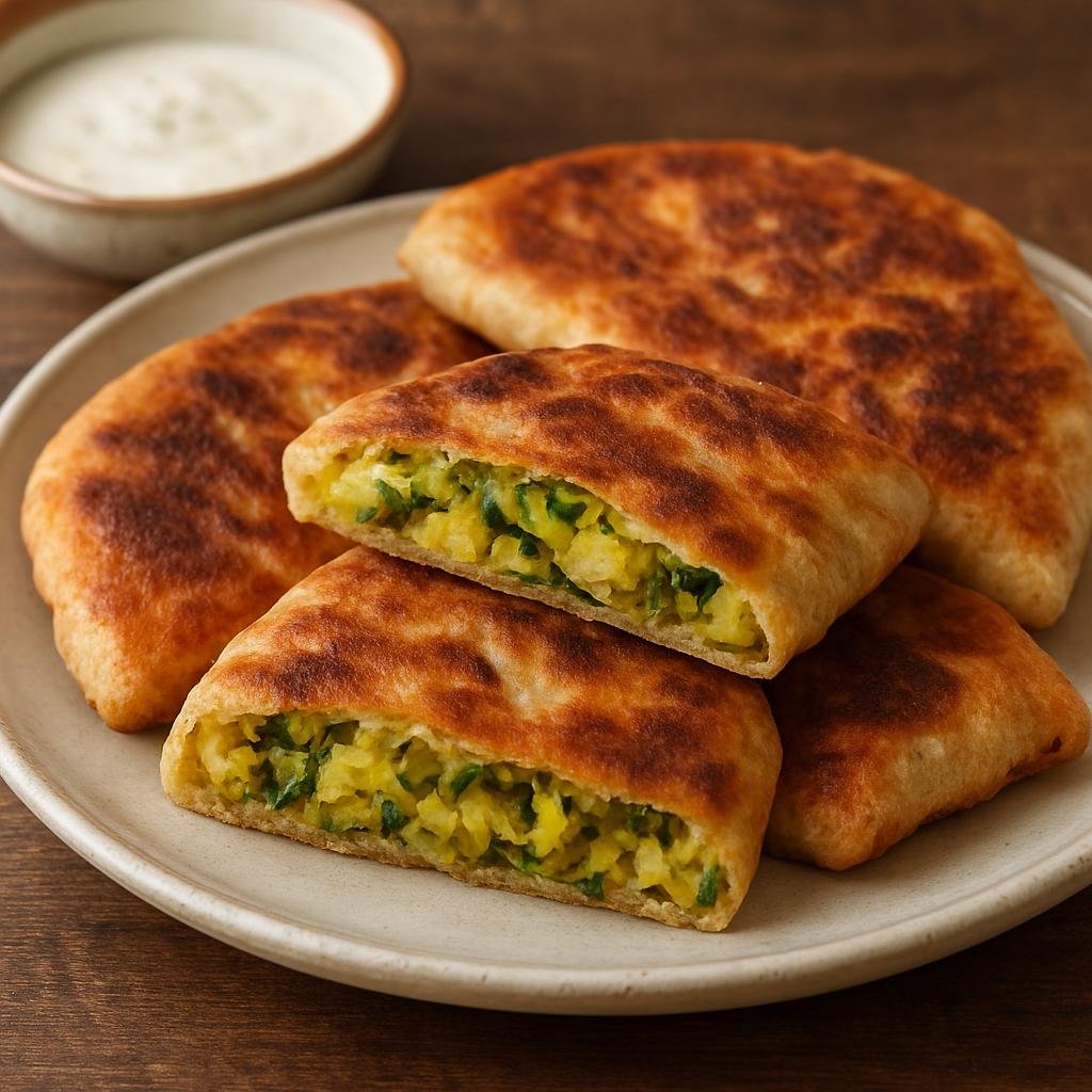Entree: Afghanistan – Northern Afghanistan – بولانی ➤ Bolani (Pan-fried Afghan stuffed flatbread filled with spiced potato and herbs) recipe