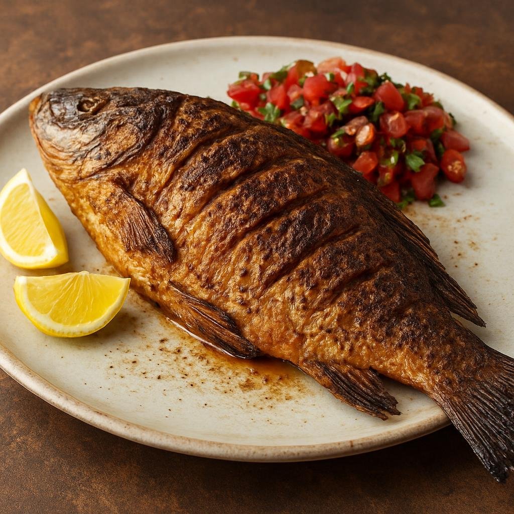 Entree: Iraq – Mosul & North – مسكوف ➤ Masgūf (Slow-grilled Iraqi river carp seasoned with salt and souring agents, traditionally cooked over open flame) recipe