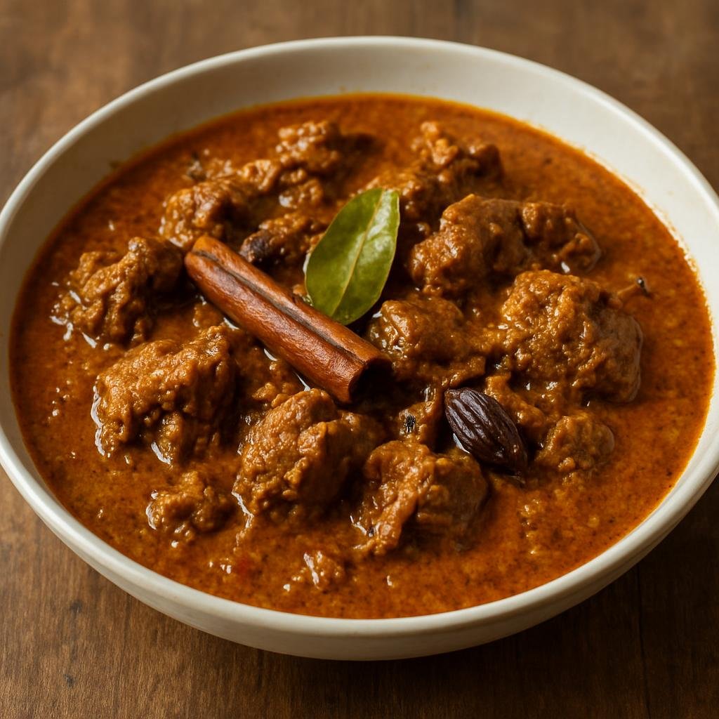 Entree: Sri Lanka – Sri Lankan Muslim Cuisine – மட்டன் குர்மா ➤ Mattan Kurma (Slow-cooked spiced mutton curry enriched with coconut and whole aromatic spices) recipe