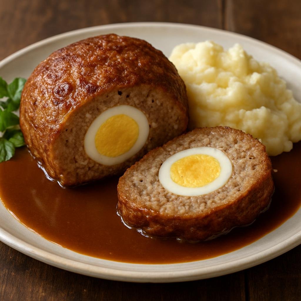 Entree: Denmark – Jutland – Forloren Hare (Baked Danish meatloaf fashioned and seasoned to resemble hare, often filled with boiled eggs and served with a rich brown gravy) recipe
