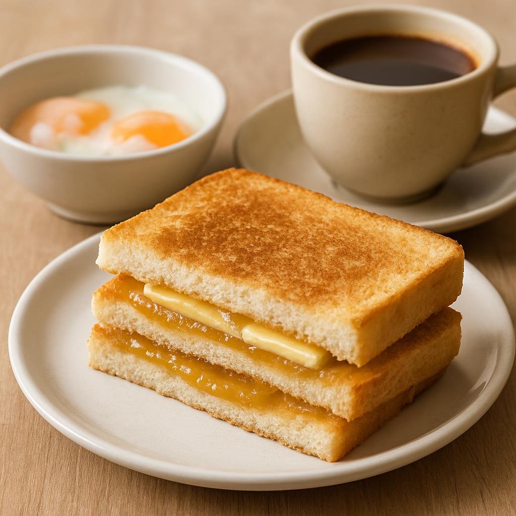 Entree: Singapore – Singapore Hawker Cuisine – Kaya Toast (Toasted white bread spread with sweet coconut-egg jam and butter, served commonly with soft‑boiled eggs and strong coffee) recipe