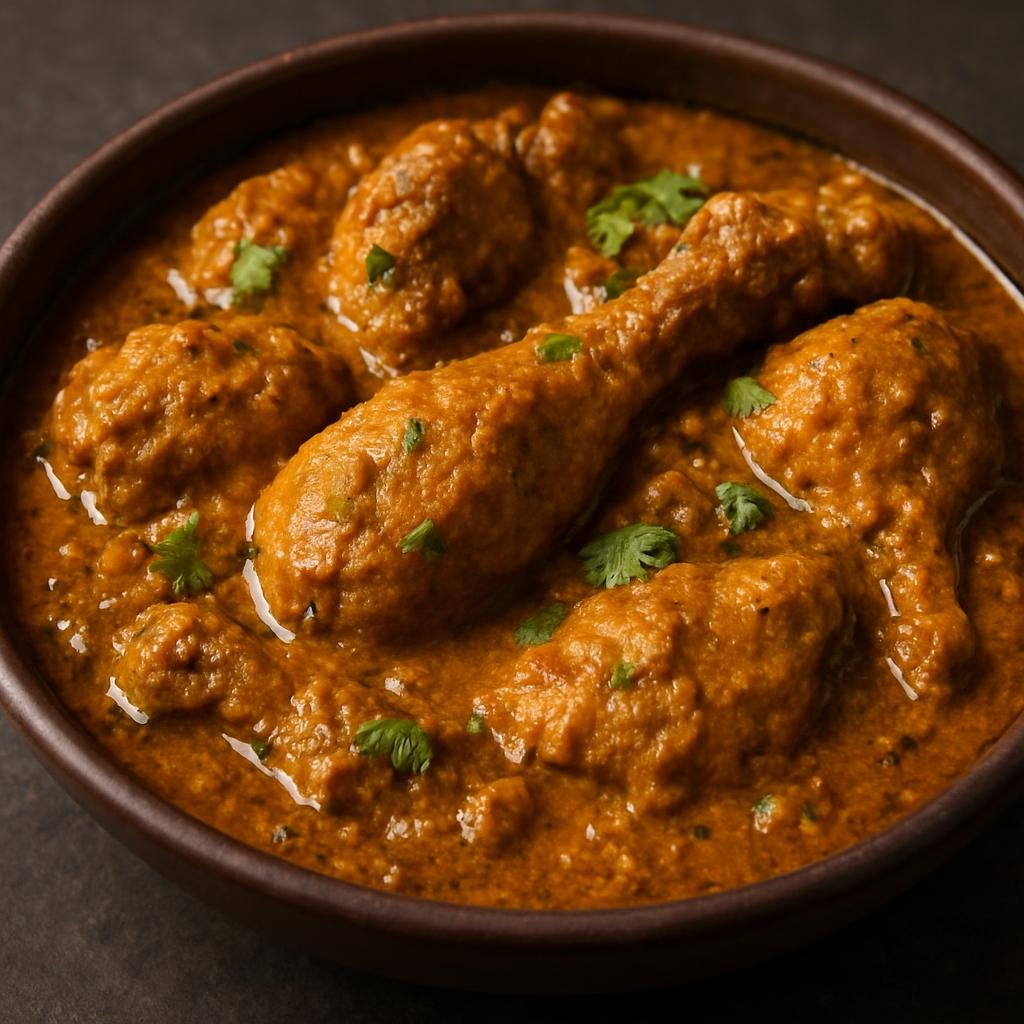 Entree: India – Bihar & Jharkhand – बिहारी चिकन करी ➤ Bihari Chicken Kari (Spiced mustard- and yogurt-based braised chicken from Bihar, slow-cooked until tender) recipe
