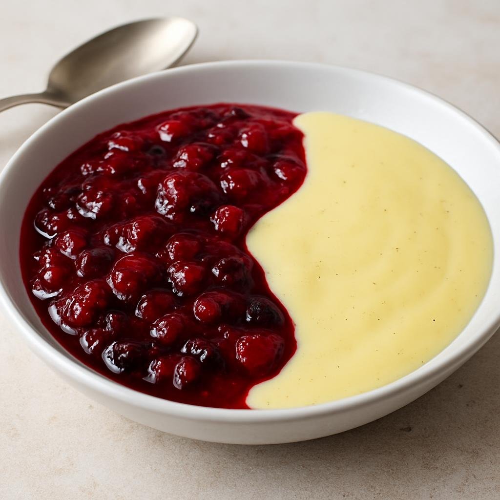 Entree: Germany – Hamburg & North Sea – Rote Grütze mit Vanillesauce (Northern German red berry compote served warm or chilled with a vanilla custard sauce) recipe