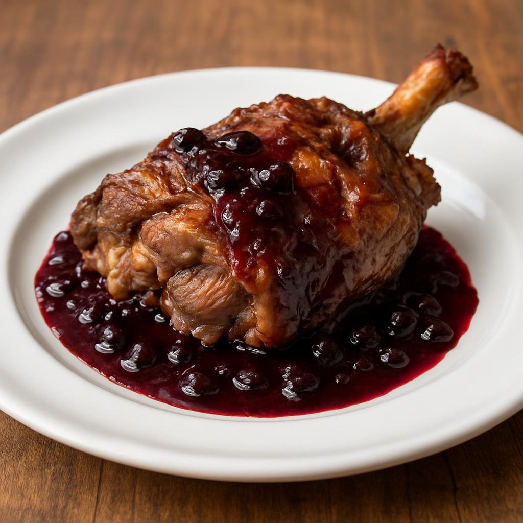 Entree: Chile – Patagonia – Calafate con Cordero (Patagonian roast lamb served with a sweet-tart calafate berry reduction) recipe