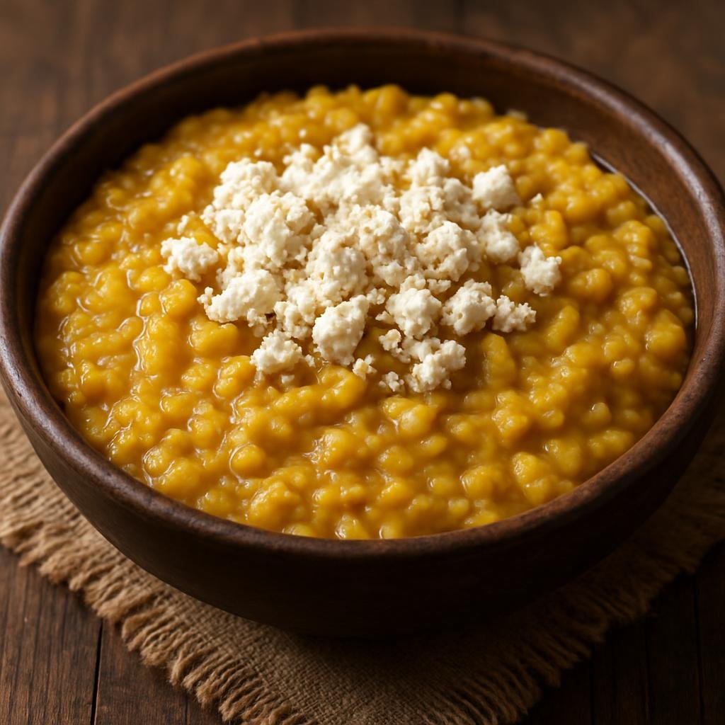 Entree: Afghanistan – Northern Afghanistan – کیچری قروت ➤ Kīchirī Qorūt (Hearty Afghan rice and split-pea porridge finished with salty dried yogurt) recipe
