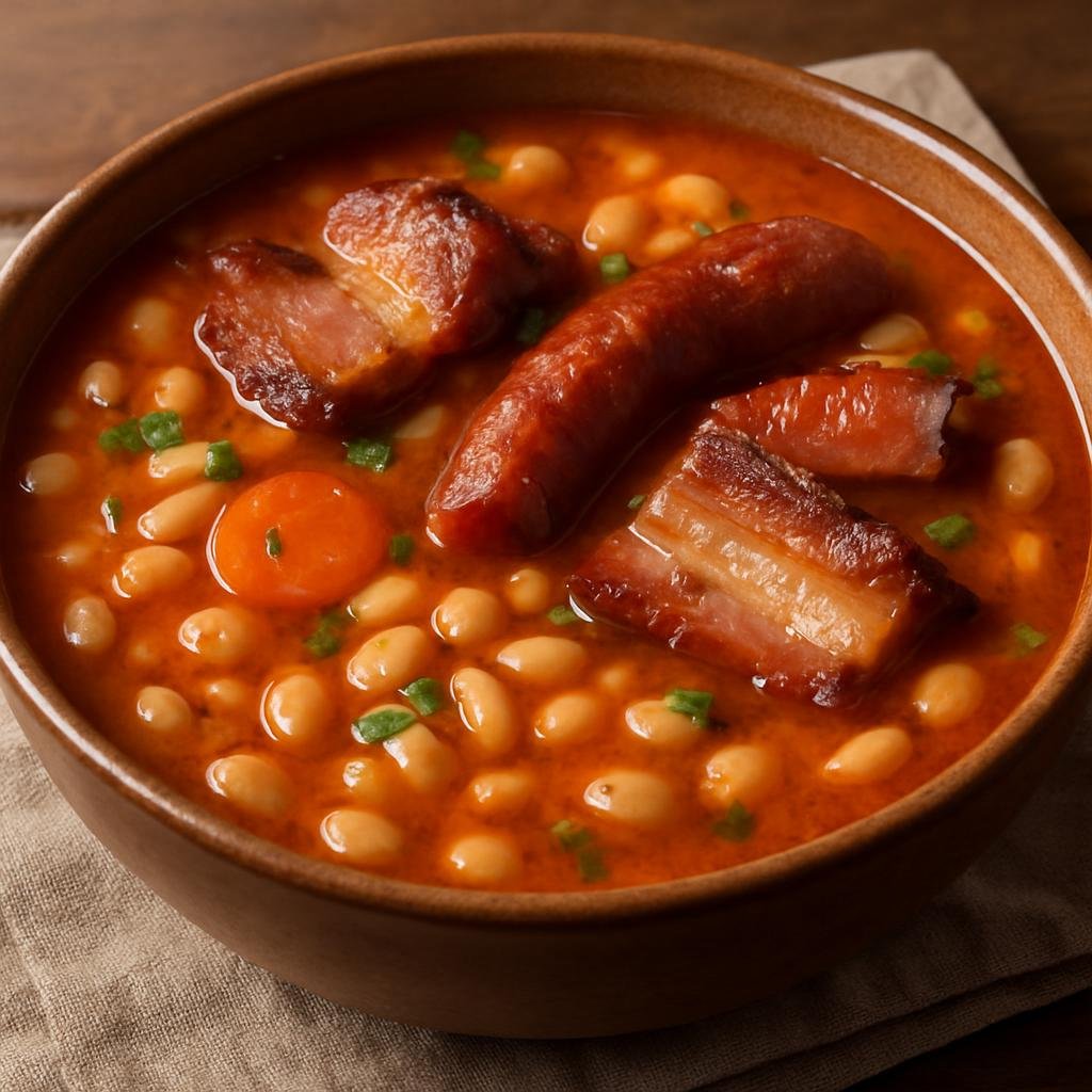 Entree: Romania – Wallachia – Ciorbă de fasole cu afumătură (Hearty sour bean soup with smoked pork and sausages) recipe