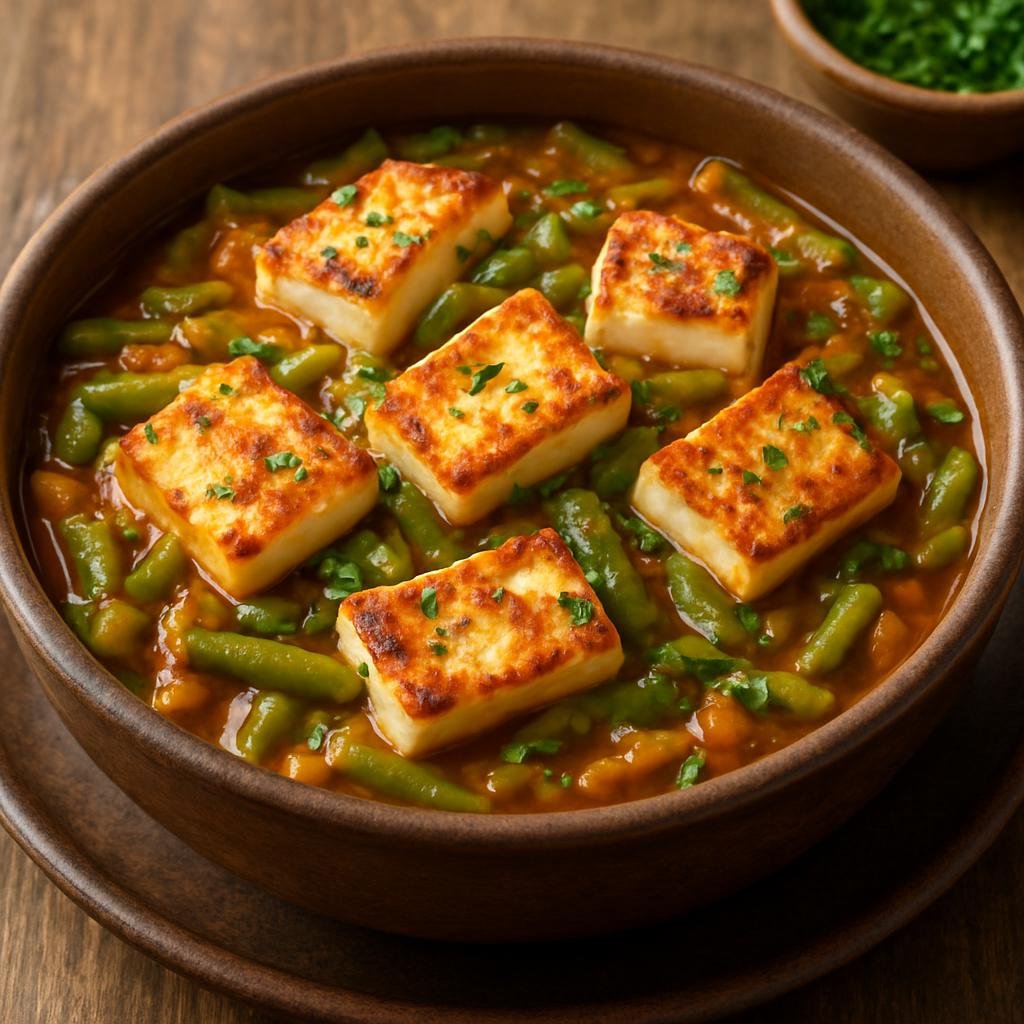 Entree: Brazil – Ceara – Feijão Verde com Queijo Coalho (A hearty Brazilian green bean stew cooked with regional coalho cheese and savory aromatics) recipe