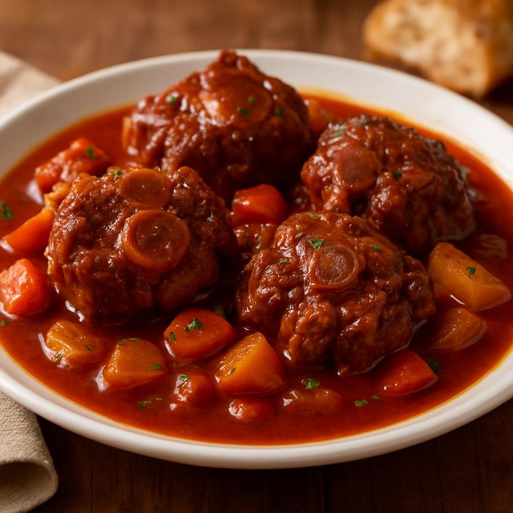Entree: Spain – Basque Country – Rabo de Toro (Slow-braised oxtail stew in a rich red wine and vegetable sauce) recipe