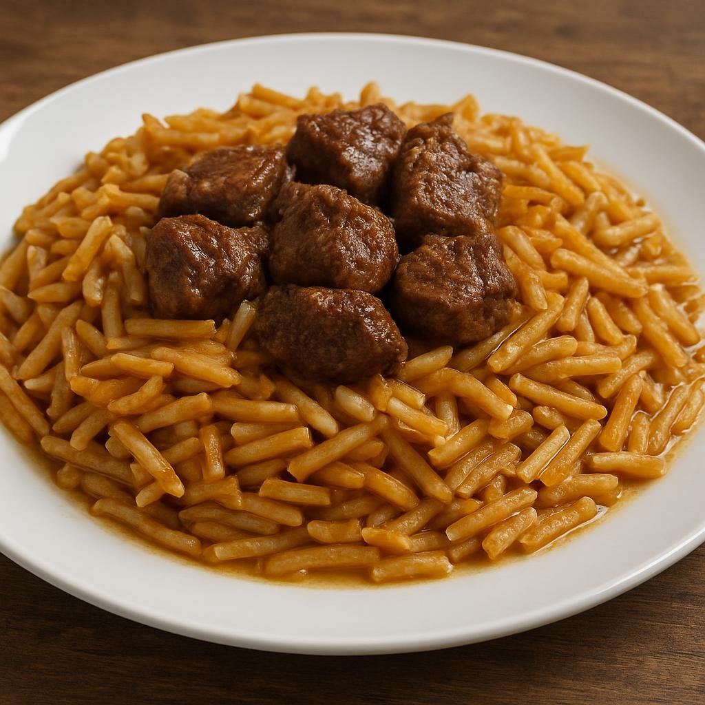 Entree: Turkey – Eastern Anatolia – Erişte Pilavı (Toasted egg-noodle pilaf cooked in savory broth with browned lamb and butter) recipe
