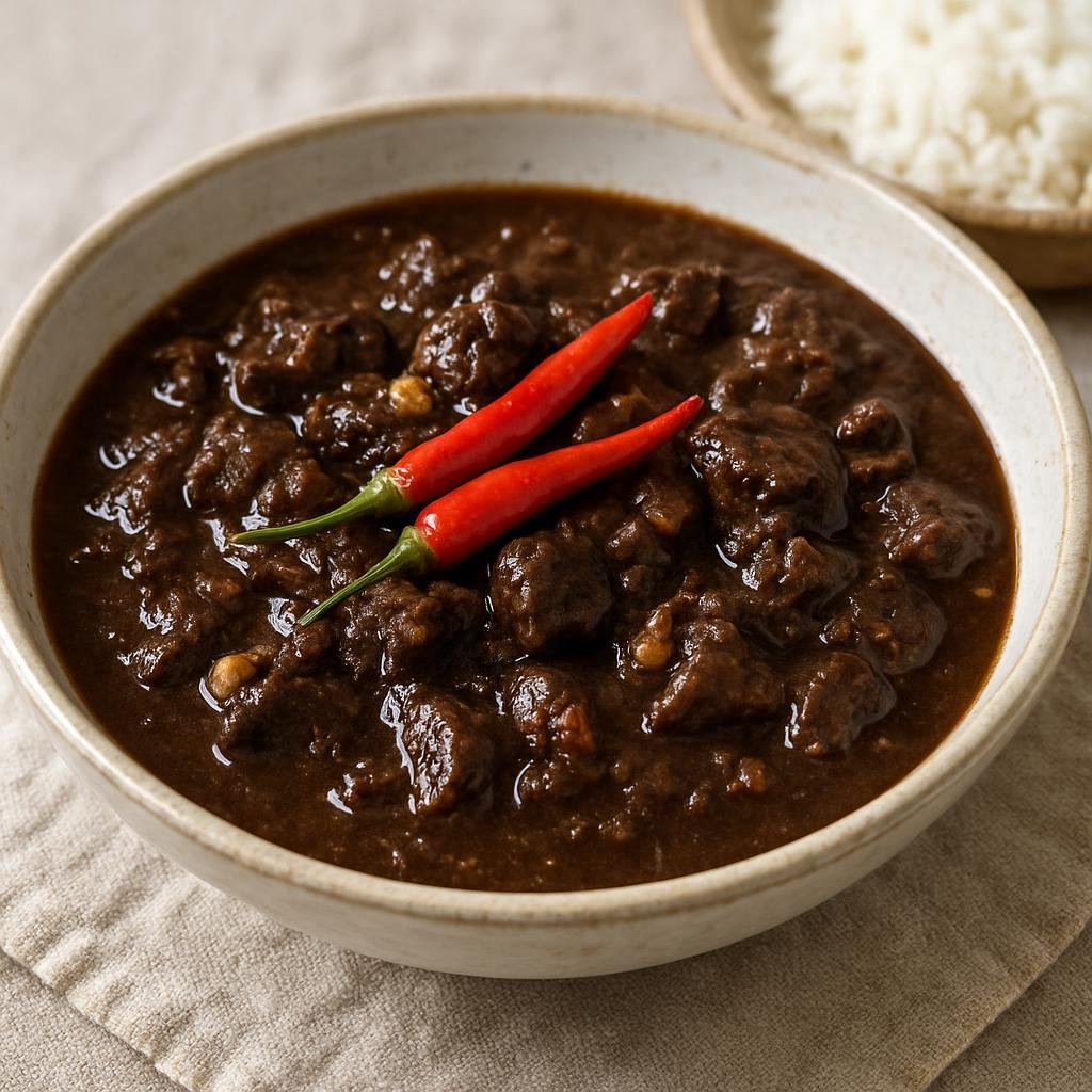 Entree: Philippines – Luzon – Dinuguan (Filipino savory pork blood stew seasoned with vinegar, garlic, and chili) recipe