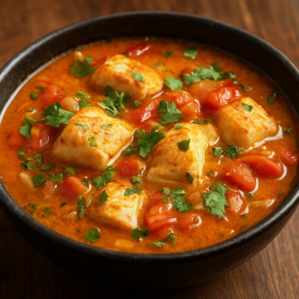 Entree: Brazil – Central Culinary Region – Moqueca Capixaba (A Brazilian coastal fish stew from Espírito Santo braised with tomatoes, onions, cilantro, and annatto oil) recipe
