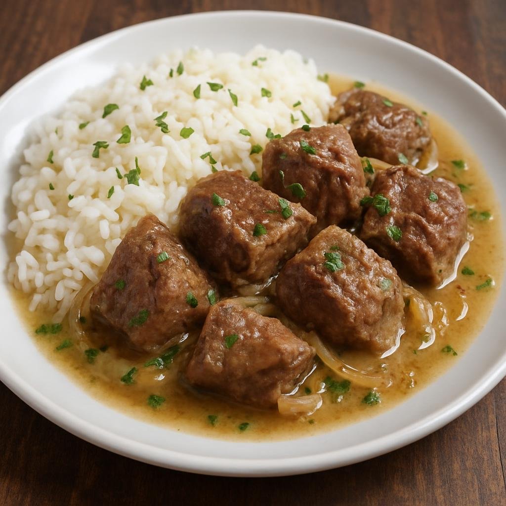 Entree: Greece – Ionian Islands – Σοφρίτο ➤ Sofrito (Corfiot braised beef in a garlicky white-wine and vinegar sauce traditionally served with rice) recipe
