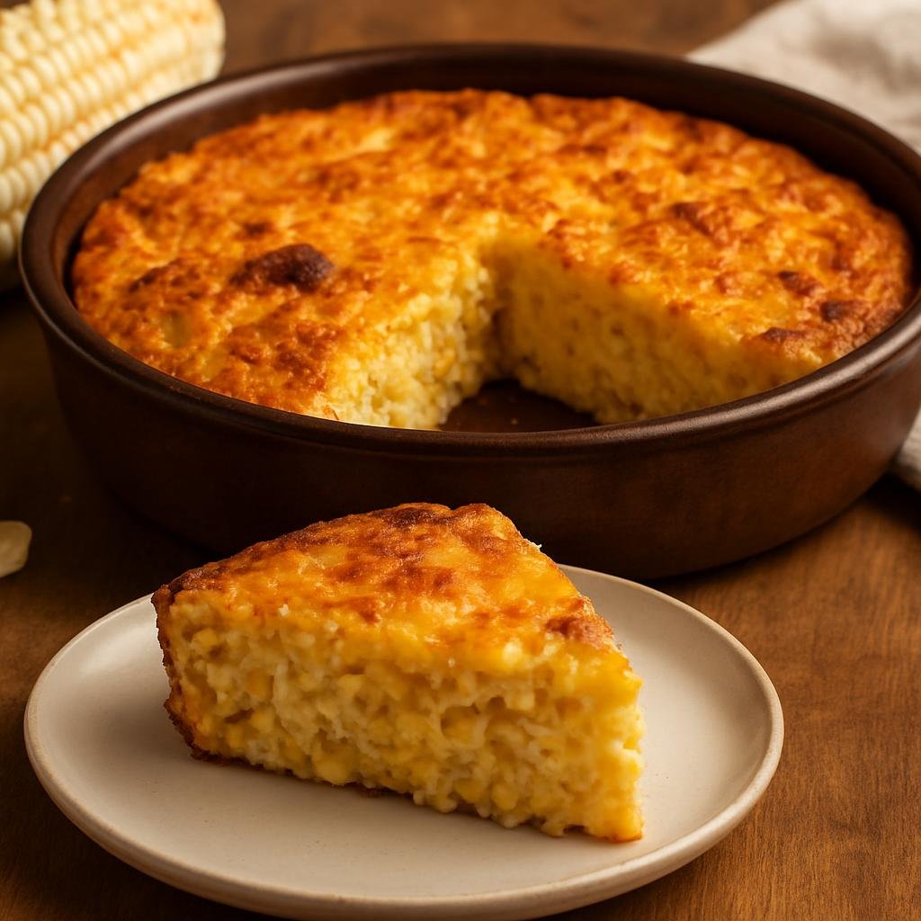 Entree: Argentina – Northeast Argentina – Chipa Guazú (Baked savory corn and cheese casserole made with fresh corn, cheese, eggs, and onions) recipe