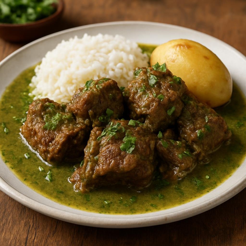 Entree: Peru – Lima / Criollo – Seco de Cordero (Slow-braised Peruvian lamb stew in a cilantro-forward, savory beer or chicha sauce) recipe