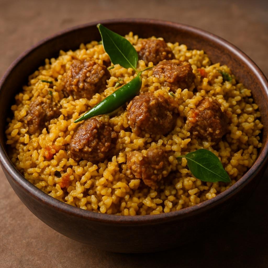 Entree: Bangladesh – Sylhet – ভুনা খিচুড়ি ➤ Bhuna Khichuri (Spiced Sylheti rice and lentils cooked with browned meat and aromatic spices) recipe