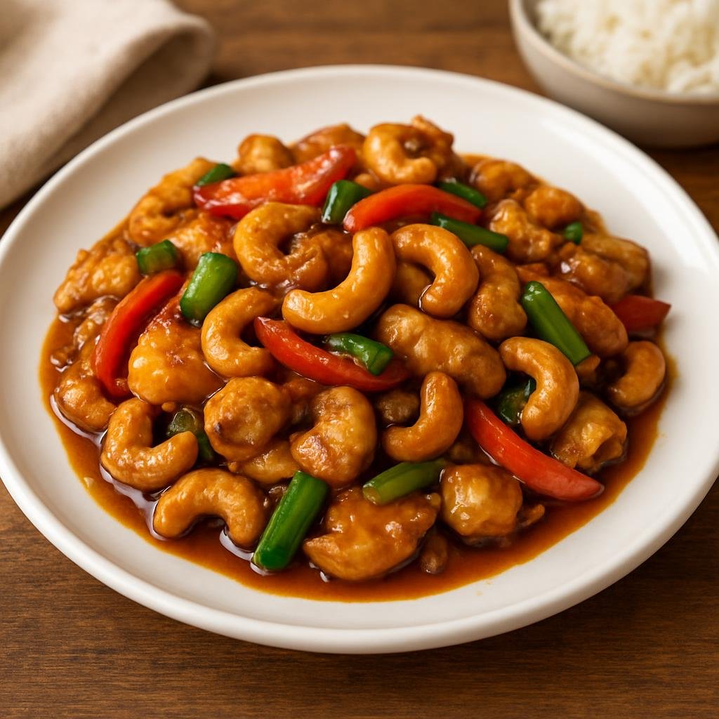 Entree: Thailand – Royal Thai Cuisine – ไก่ผัดเม็ดมะม่วง ➤ Kai Phad Med Mamuang (Stir-fried chicken with roasted cashew nuts in a savory-sweet Thai sauce) recipe