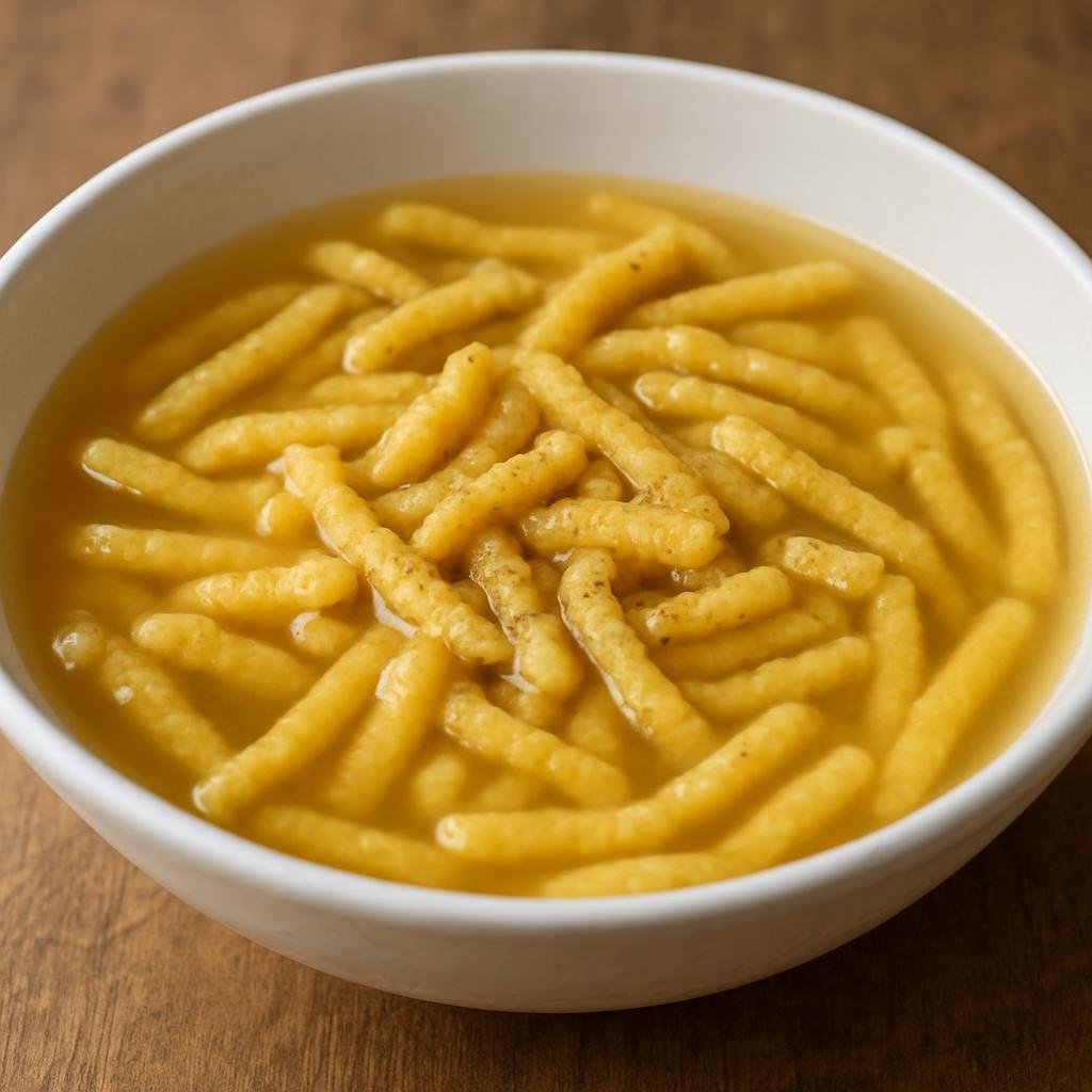 Entree: Italy – Emilia-Romagna – Passatelli in Brodo (Small breadcrumb and Parmesan dumplings cooked and served in a clear meat broth) recipe