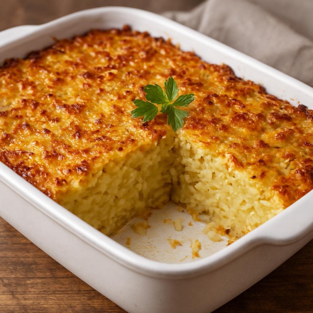 Entree: Poland – Polish Jewish Cuisine – Potato Kugel (Baked savory potato and onion casserole) recipe