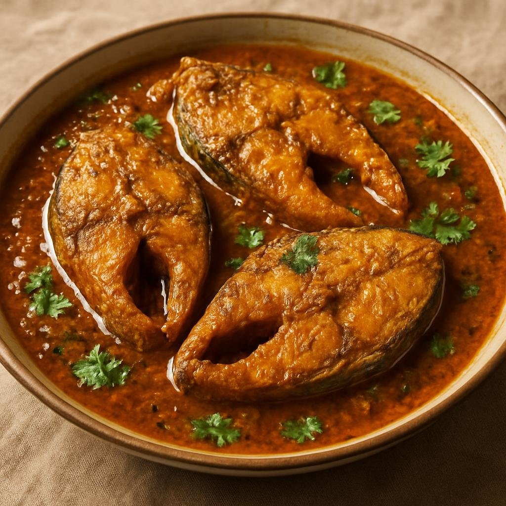Entree: Bangladesh – Sylhet – রুই মাছের কালিয়া ➤ Rui Macher Kalia (Bengali rohu fish cooked in a spiced, aromatic gravy) recipe