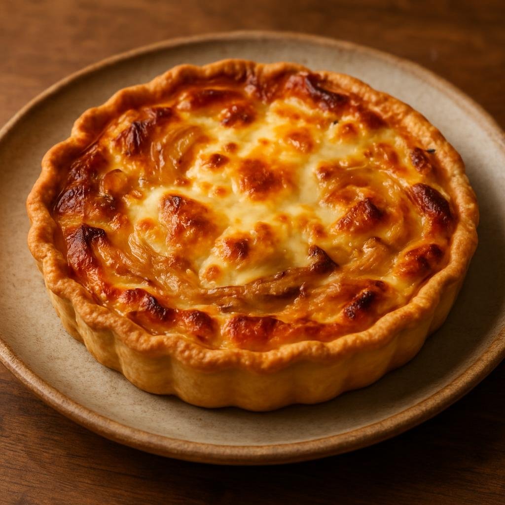 Entree: France – Burgundy – Epoisses Cheese Tart (Savory baked tart featuring pungent Epoisses cheese with caramelized onions on a crisp pastry) recipe