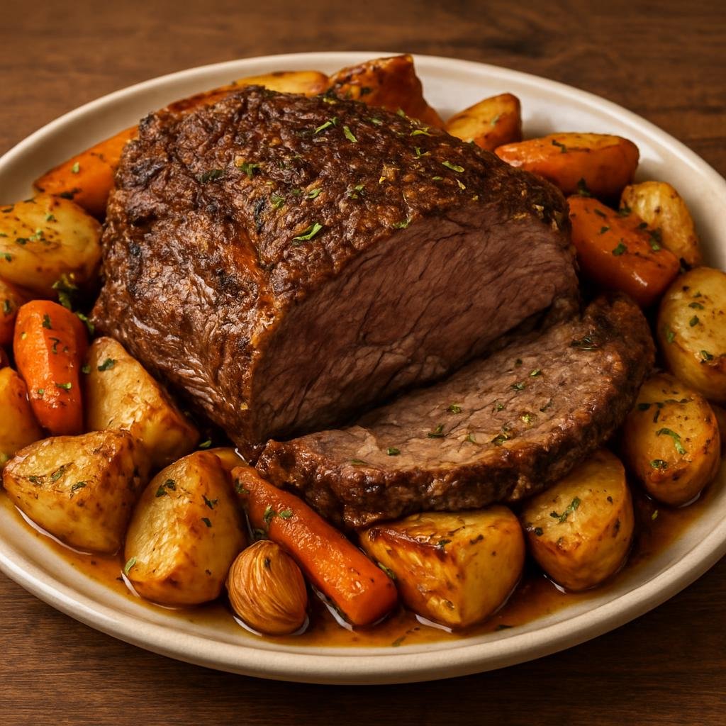 Entree: Chile – Santiago – Plateada al Horno (Slow-roasted Chilean oven-braised beef plate roast seasoned with garlic, oregano, and cumin) recipe
