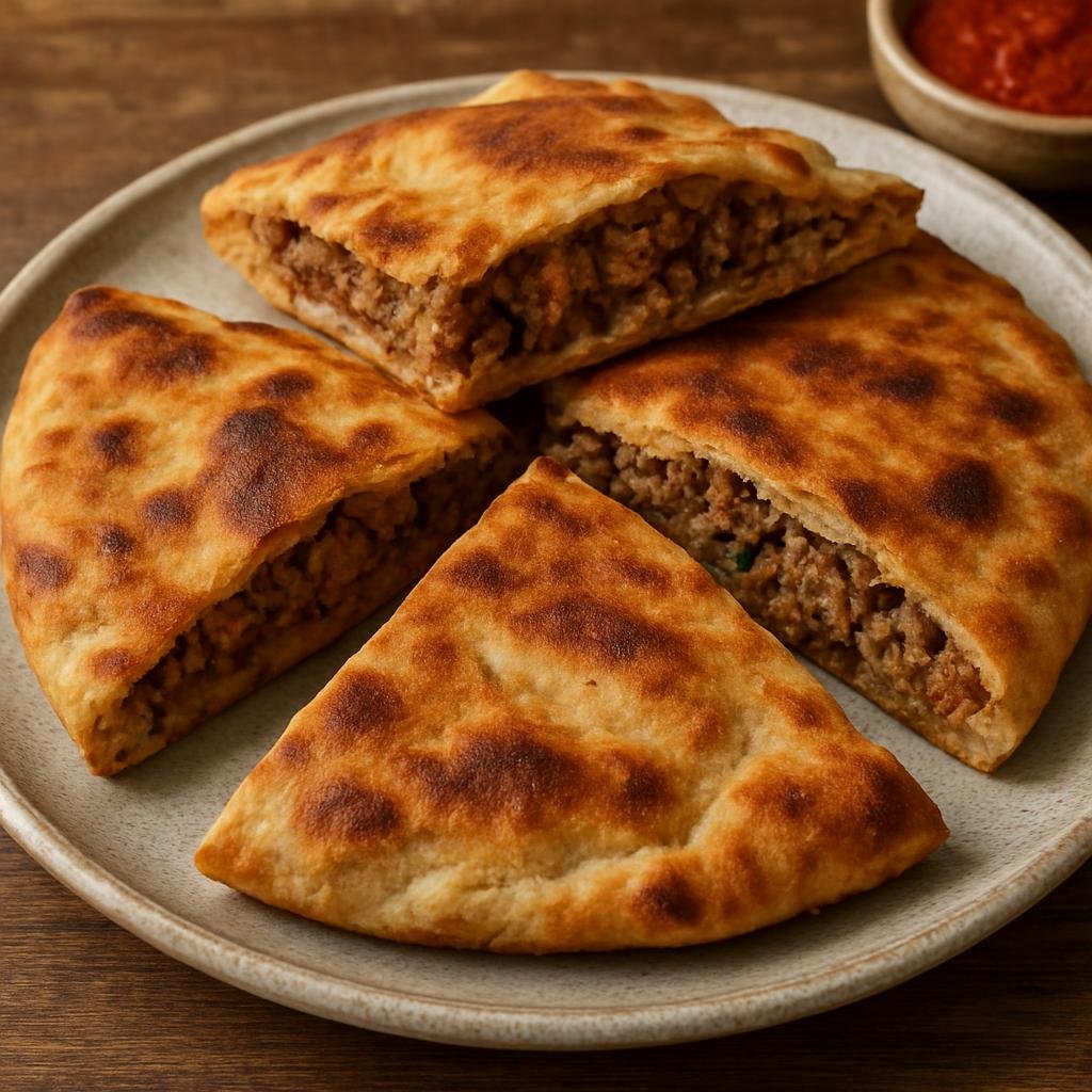 Entree: Egypt – Upper Egypt – حواوشي ➤ Ḥawāwshī (Spiced minced meat stuffed into flatbread and baked or grilled until crisp) recipe