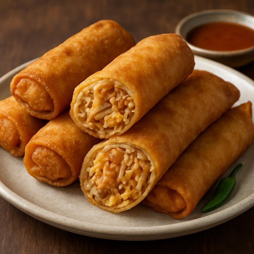 Entree: Indonesia – Chinese-Indonesian – Lumpia Semarang (Semarang-style Indonesian spring rolls filled with seasoned bamboo shoots, shrimp, chicken, and egg, fried until crisp) recipe