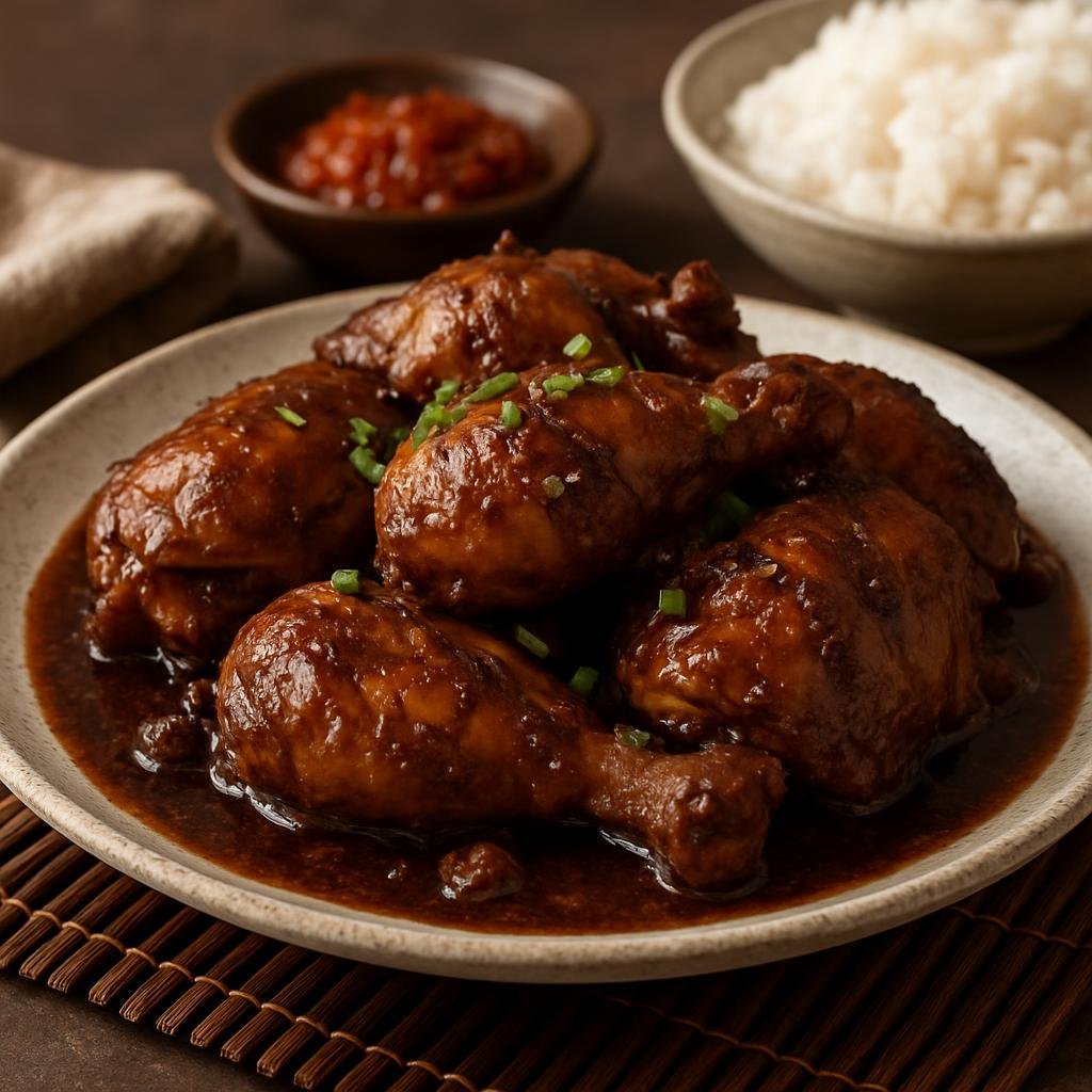 Entree: Malaysia – Peranakan / Nyonya – Ayam Sioh (Peranakan soy-braised chicken with aromatic spice paste and palm sugar) recipe