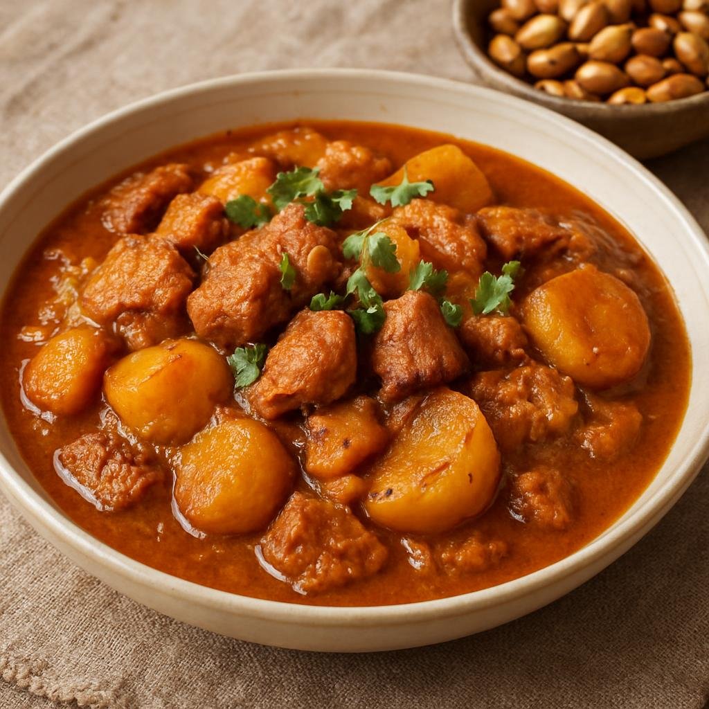 Entree: Peru – Lima / Criollo – Carapulcra (Traditional Peruvian stew of rehydrated dried potatoes and pork in a spiced aji and peanut sauce) recipe