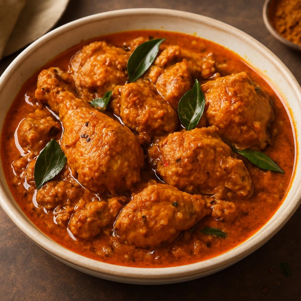 Entree: India – Chettinad – செட்டிநாடு சிக்கன் கறி ➤ Seṭṭināṭu cikkaṉ kaṛi (A fiery, aromatic South Indian chicken curry from the Chettinad region made with roasted spices and coconut) recipe
