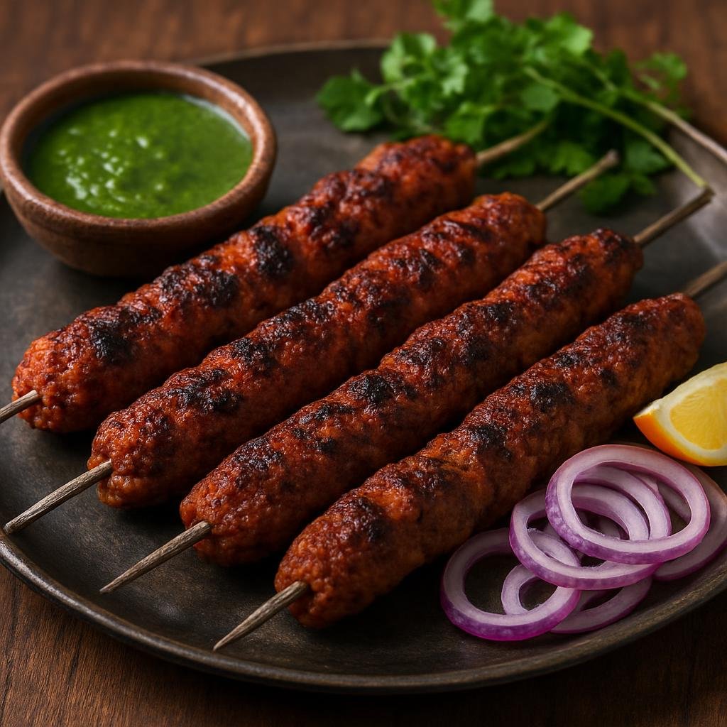 Entree: Pakistan – Mughlai Pakistani – سیخ کباب ➤ Seekh Kabab (Spiced minced meat skewers grilled until charred and juicy) recipe