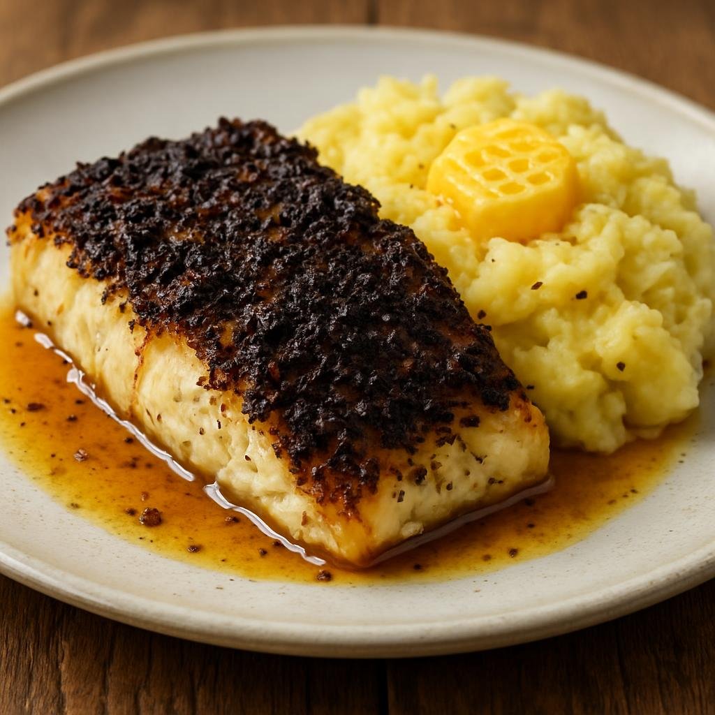Entree: United Kingdom – Northern Ireland – Dulse and Yellowman (seaweed crusted cod with honeycomb butter) recipe