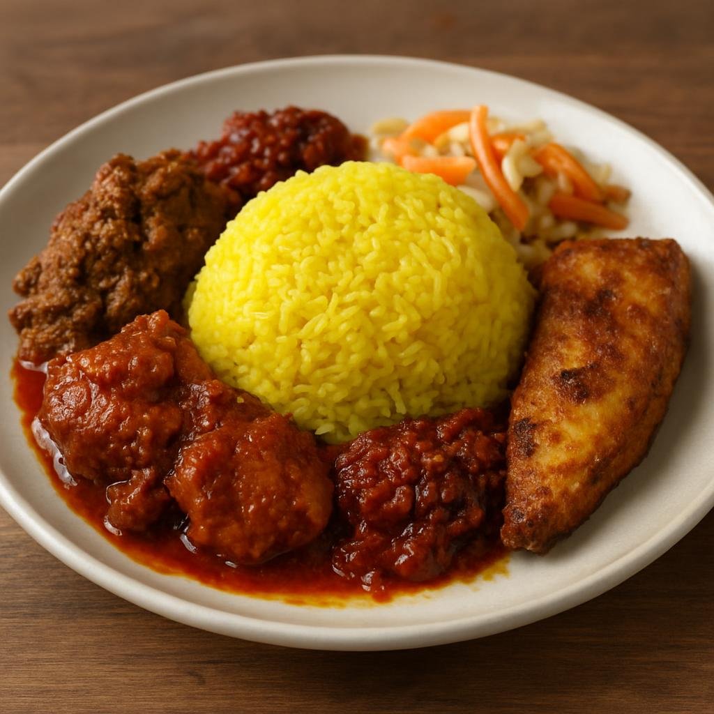 Entree: Malaysia – Sabah – Nasi Kuning Sabah (Turmeric-scented coconut rice from Sabah, typically served with savory accompaniments) recipe