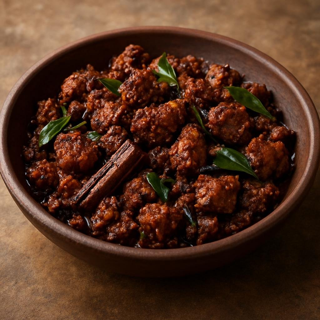 Entree: India – Chettinad – செட்டிநாடு மட்டன் சுக்கா ➤ Ceṭṭināṭu maṭṭan sukkā (A dry, intensely spiced Chettinad-style pan-fried mutton with roasted whole spices and curry leaves) recipe