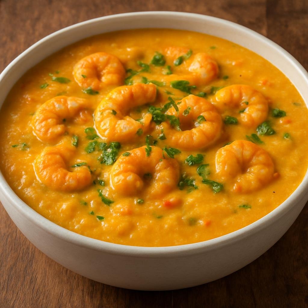 Entree: Brazil – Espirito Santo – Bobó de Camarão (Creamy Brazilian shrimp stew made with mashed cassava and coconut milk) recipe