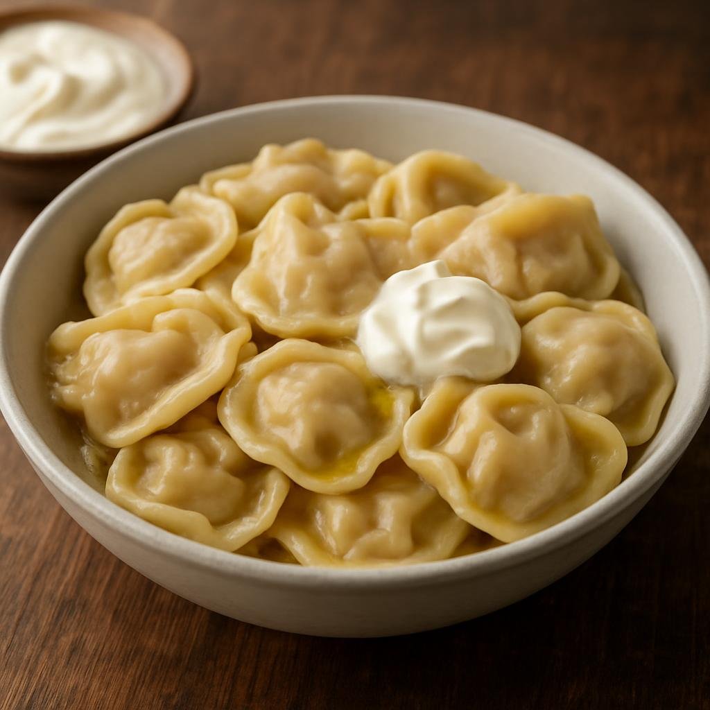 Entree: Russia – Far East Russia – Дальневосточные пельмени ➤ Dal'nevostochnye pelmeni (Small boiled meat dumplings typical of Russian Far East, served with sour cream or melted butter) recipe