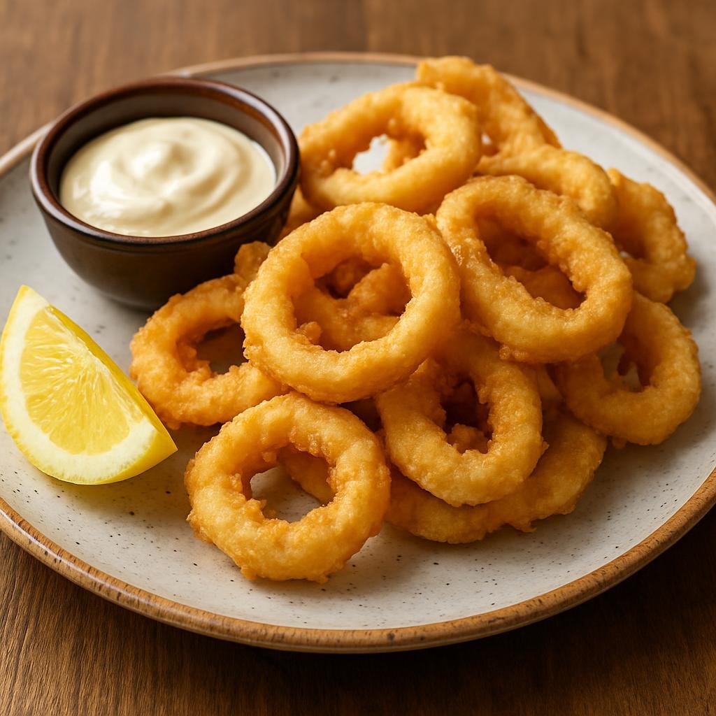 Entree: Spain – Cantabria – Rabas de Calamar (Lightly battered and fried squid rings typical of Cantabrian coastal cuisine) recipe