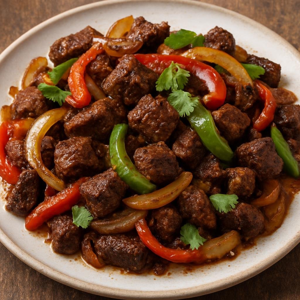 Entree: Ethiopia – Harar – ቲብስ ➤ Tibs (Pan-seared spiced cubes of meat sautéed with onions and peppers) recipe