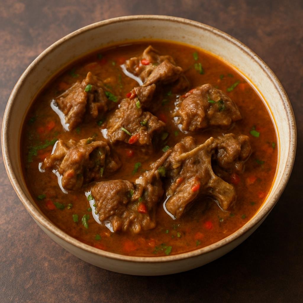 Entree: Nigeria – Middle Belt – Pepper Soup with Goat Meat (Spicy Nigerian broth of hot peppers and tender goat meat) recipe