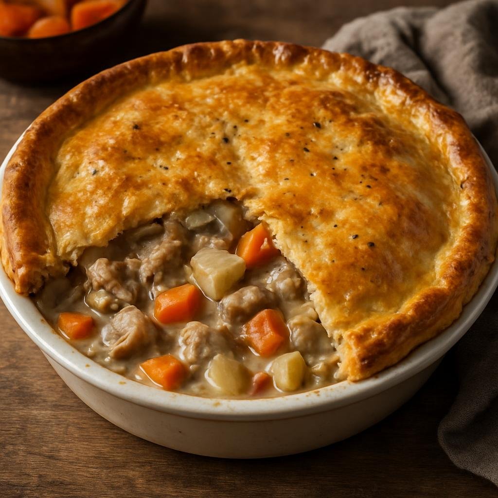 Entree: Canada – Northern Canada – Ptarmigan Pot Pie (Savory baked pie of ptarmigan and root vegetables in a creamy gravy) recipe