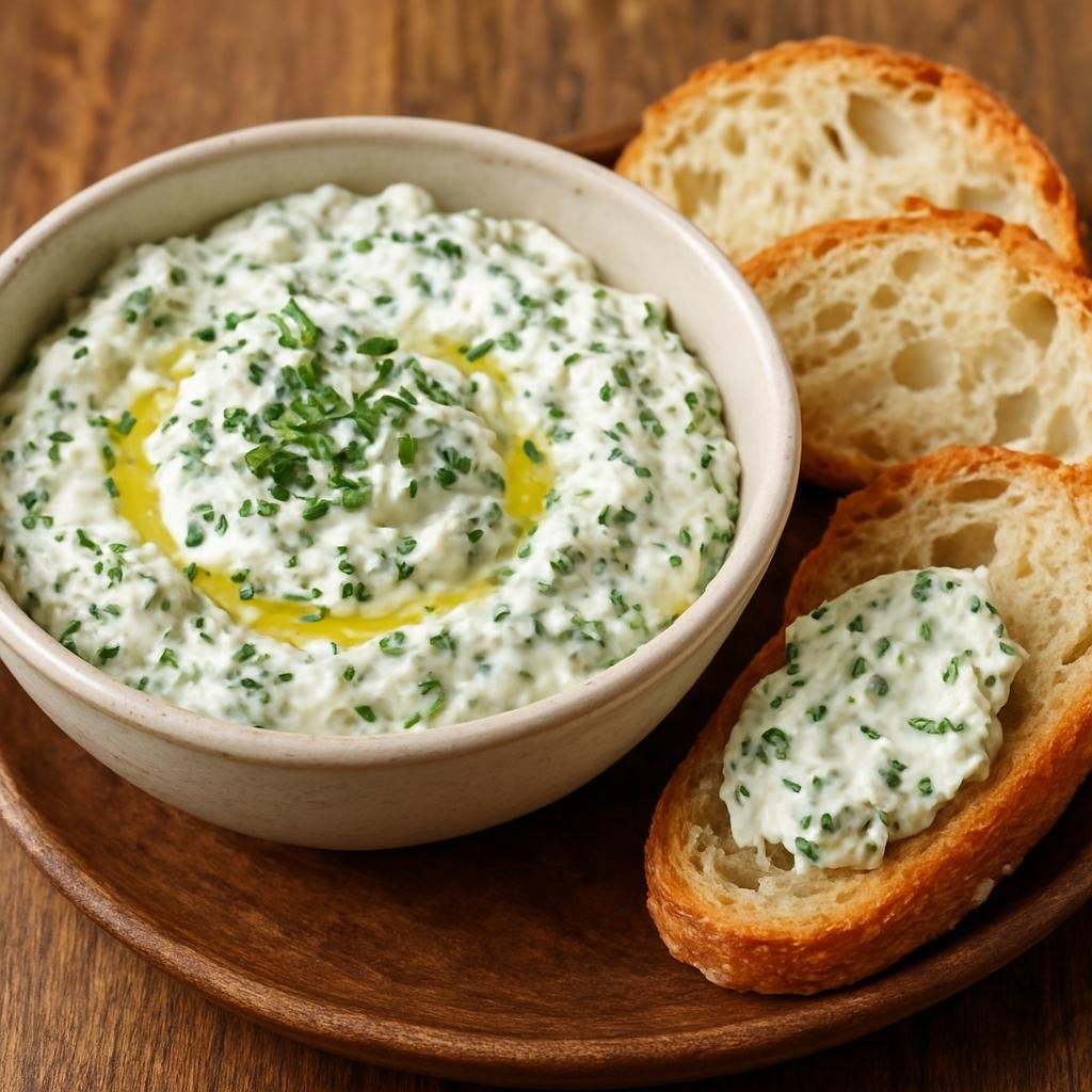 Entree: France – Central Culinary Region – Cervelle de Canut (Lyon-style herbed fresh cheese spread served with crusty bread) recipe
