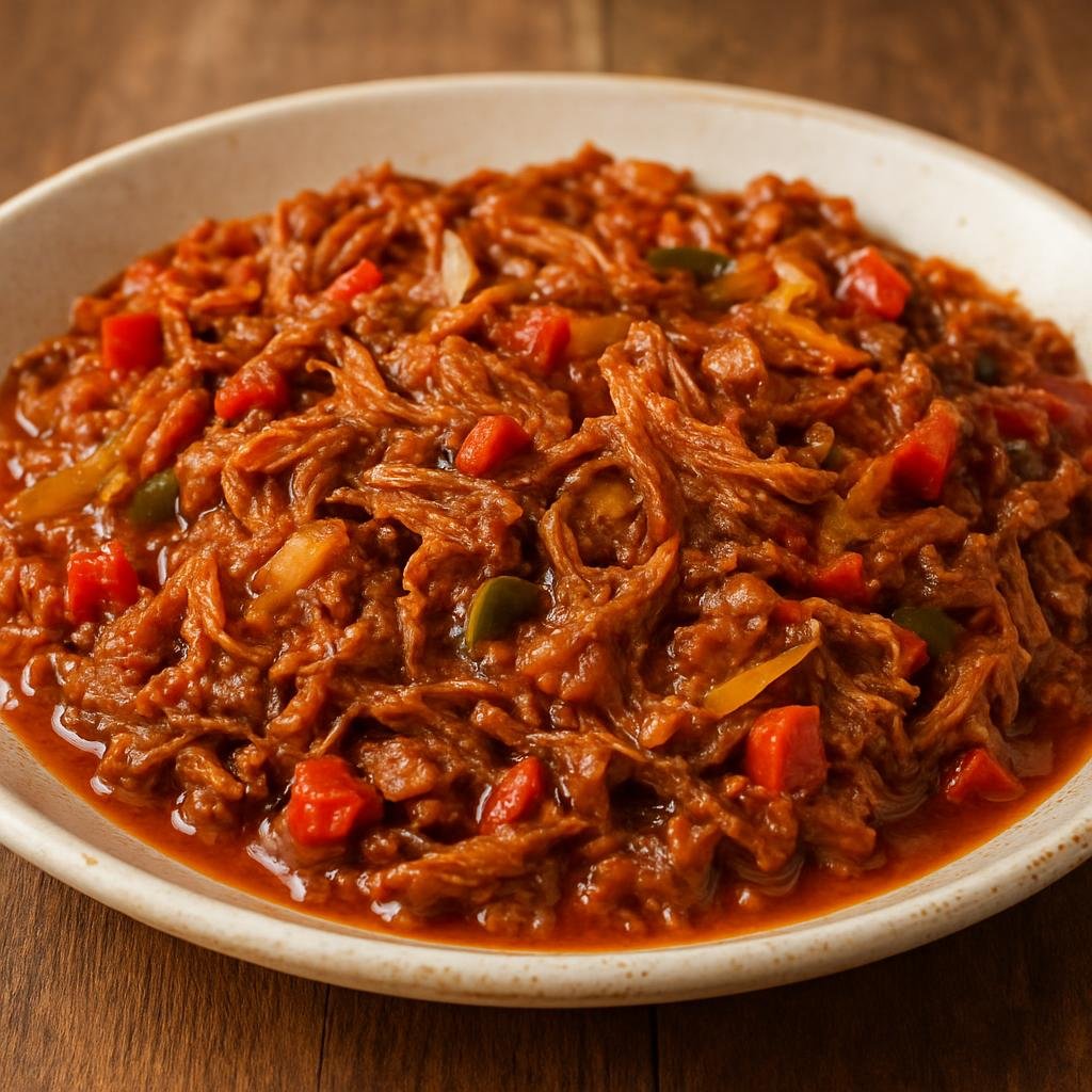 Entree: Colombia – Llanos – Pisillo de Chigüire (Shredded and sautéed capybara meat cooked with onions, peppers, and tomatoes in a savory Llanos style) recipe