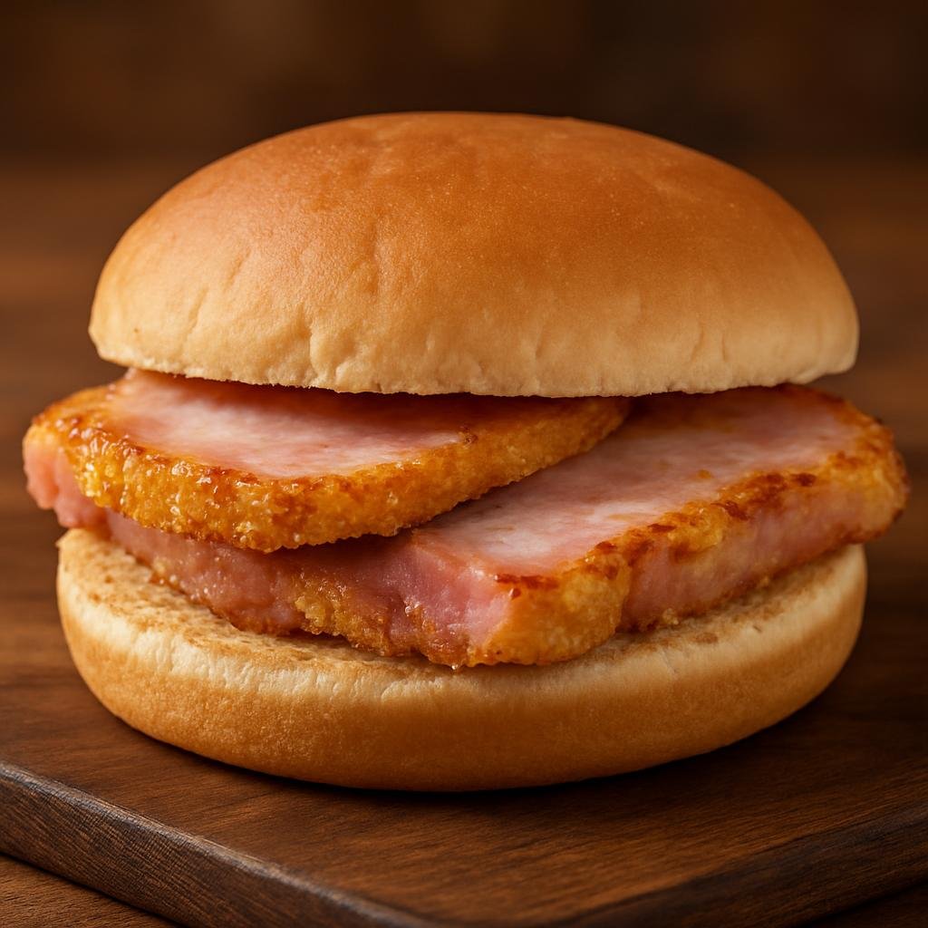 Entree: Canada – Ontario – Peameal Bacon Sandwich (Grilled sandwich of lean cured pork loin rolled in cornmeal served on a soft bun) recipe