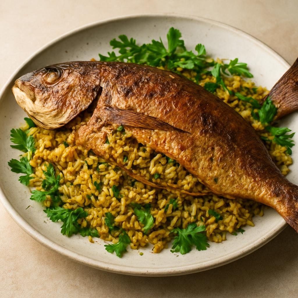 Entree: Iran – Persian Gulf Coast – ماهی شکم‌پر ➤ Mahi Shekam-por (Whole fish stuffed with herbed rice and aromatic Persian Gulf spices) recipe